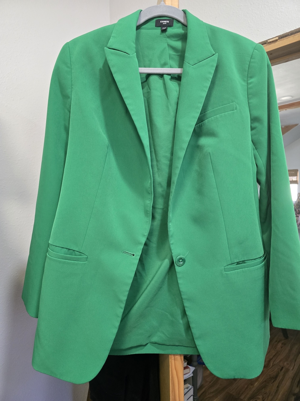 Express Vibrant Green Single-Button Blazer